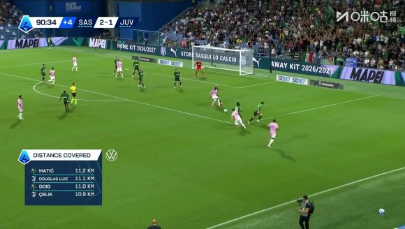 尤文2-2再次扳平萨索洛!穆阿尼送助攻,热格罗瓦抽射破门双响